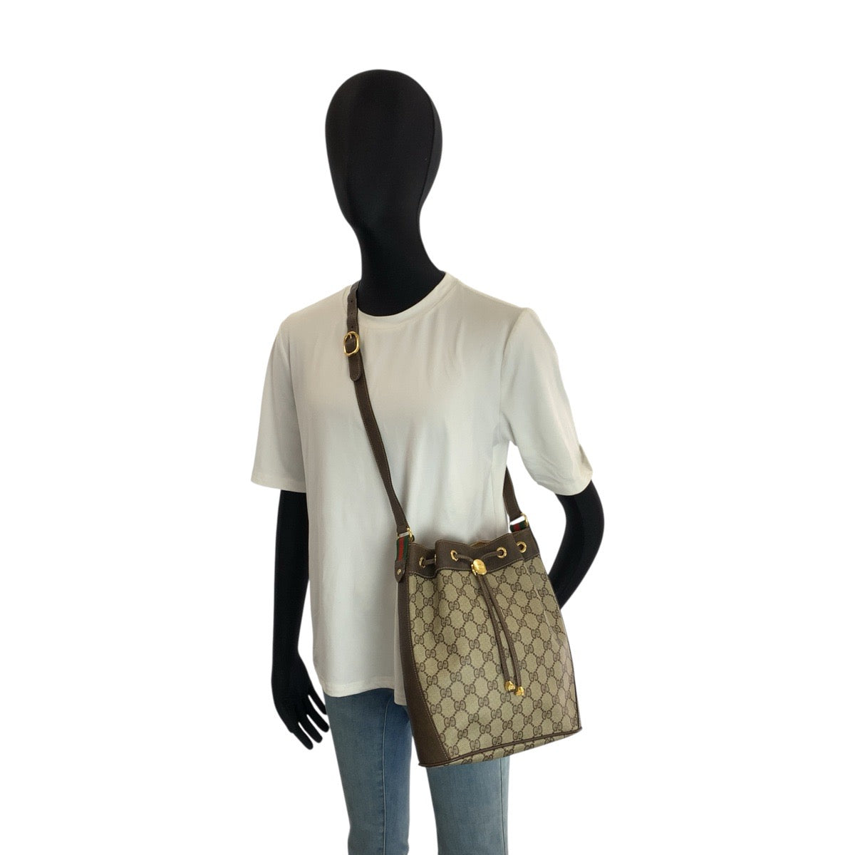 24222
GUCCI グッチ ヴィンテージ シェリーライン ベージュ ブラウン ゴールド金具 GGスプリームキャンバス / レザー 41 02 034 ショルダーバッグ レディース AB35