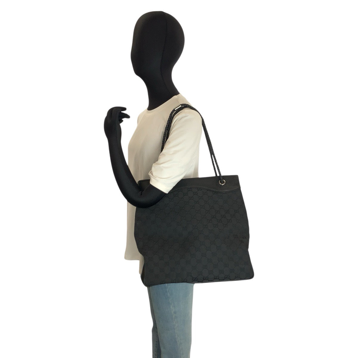 24225
GUCCI グッチ ブラック 黒 GGキャンバス / レザー 109141 トートバッグ ショルダーバッグ レディース AB35