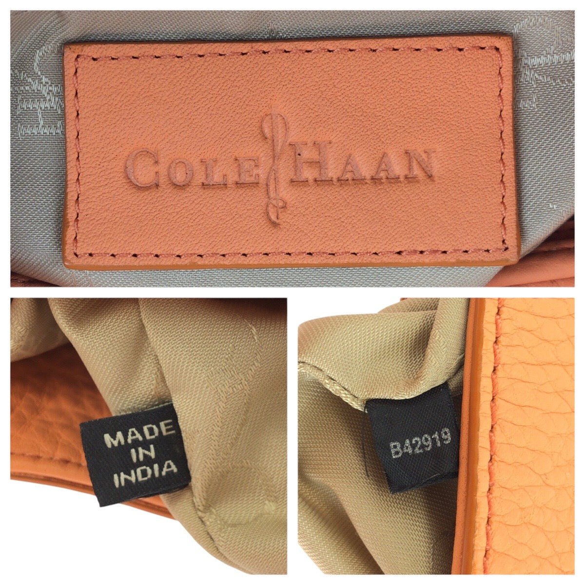 24226
COLE HAAN コールハーン ２way オレンジ シルバー金具 レザー ハンドバッグ ショルダーバッグ レディース ABP8