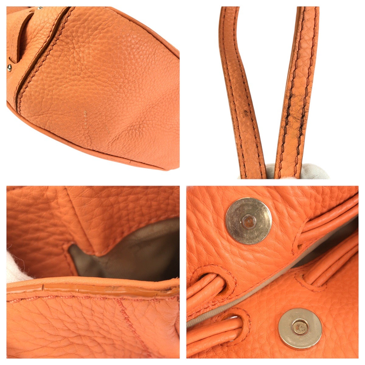 24226
COLE HAAN コールハーン ２way オレンジ シルバー金具 レザー ハンドバッグ ショルダーバッグ レディース ABP8