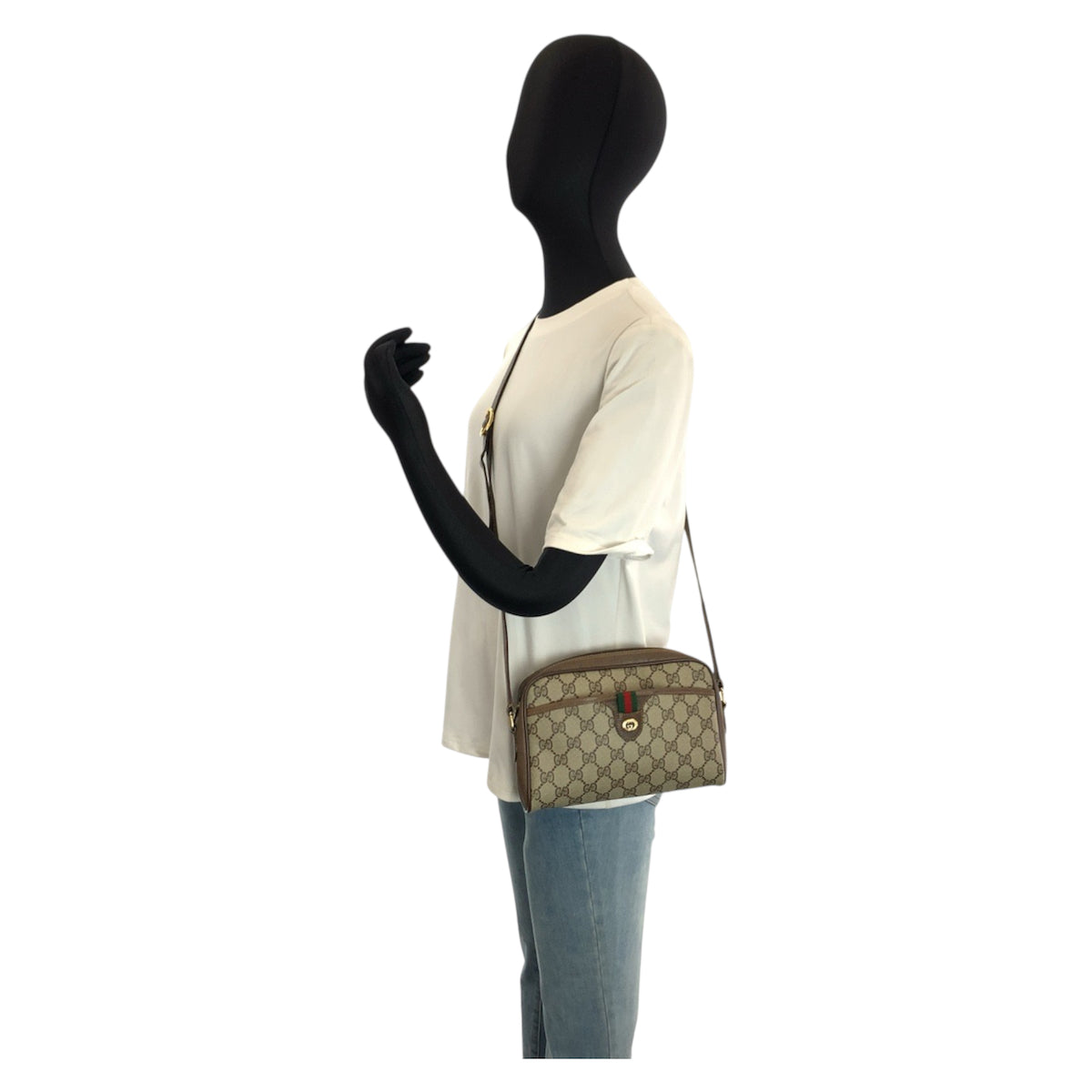 24227
GUCCI グッチ ヴィンテージ シェリーライン ベージュ ブラウン ゴールド金具 GGスプリームキャンバス / レザー 116 02 089 ショルダーバッグ ポシェット レディース AB30