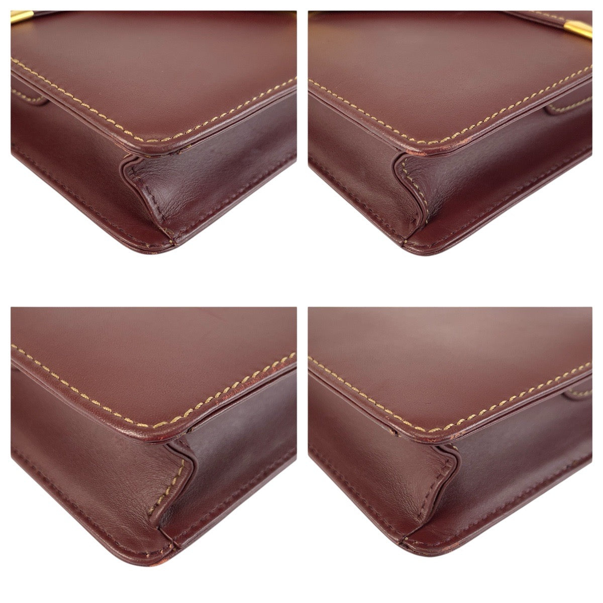 24228
CARTIER カルティエ ヴィンテージ マストライン ボルドー ゴールド金具 レザー ショルダーバッグ ポシェット レディース ABP35