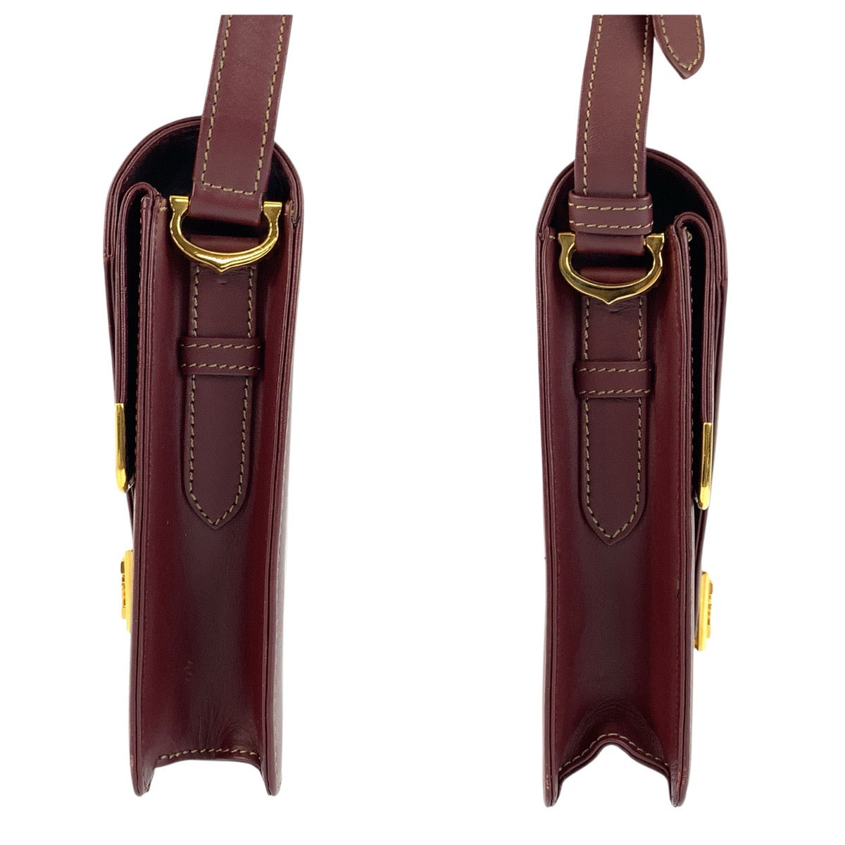 24228
CARTIER カルティエ ヴィンテージ マストライン ボルドー ゴールド金具 レザー ショルダーバッグ ポシェット レディース ABP35