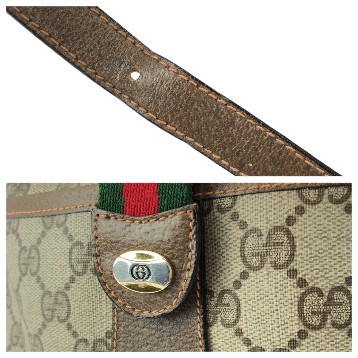 24229
GUCCI グッチ ヴィンテージ オールドグッチ シェリーライン ベージュ ブラウン ゴールド金具 GGスプリームキャンバス 89 02 032 ショルダーバッグ メッセンジャーバッグ レディース AB35