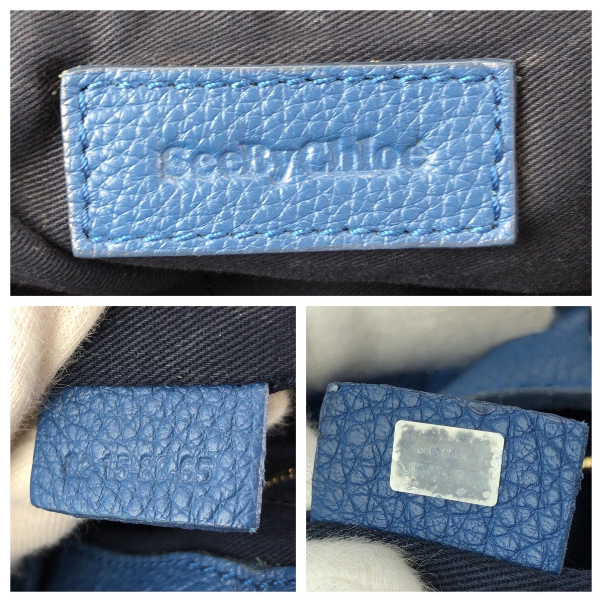 24231
SEE BY CHLOE シーバイクロエ ダブルタッセル 巾着 2way ブルー ゴールド金具 レザー ショルダーバッグ ハンドバッグ レディース AB23