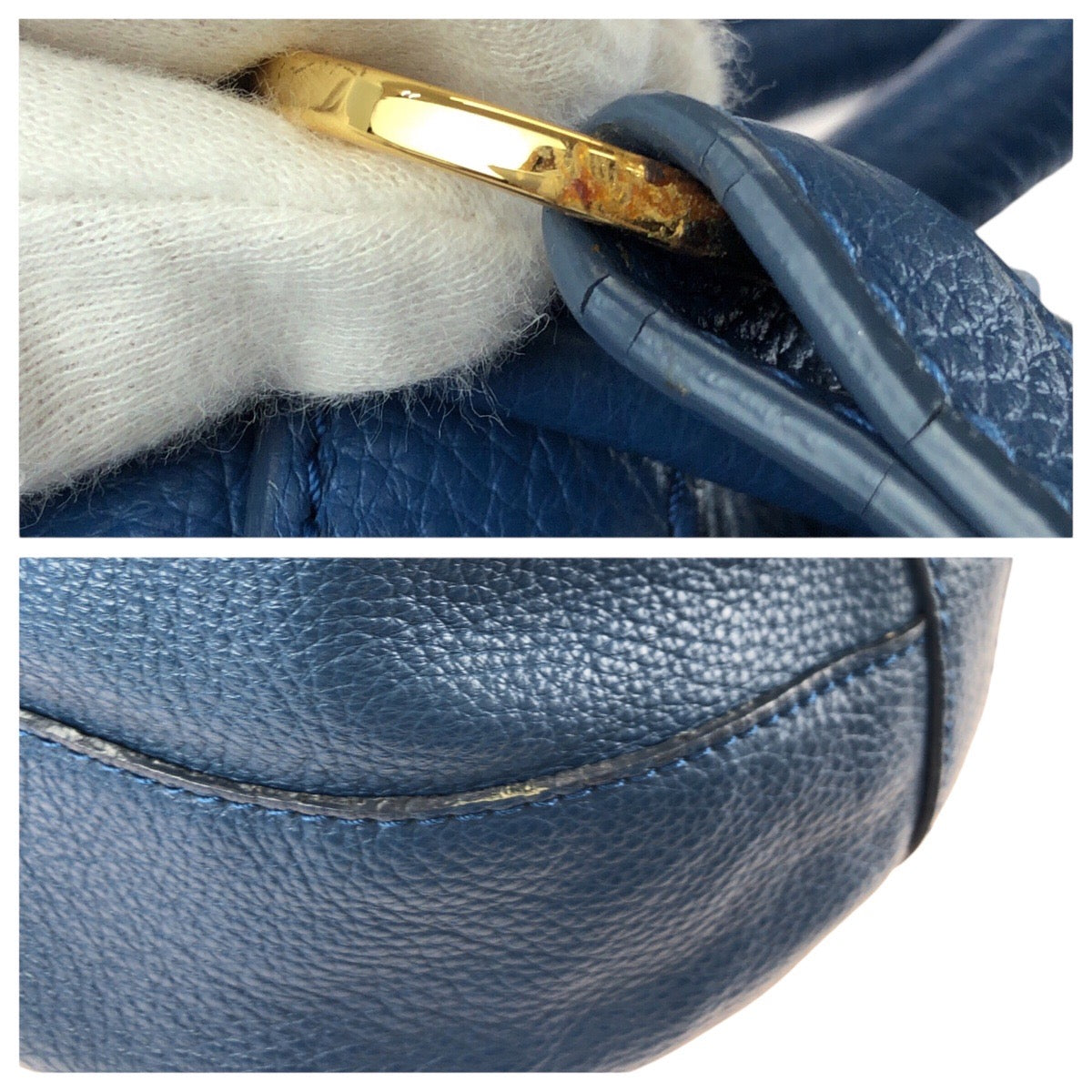 24231
SEE BY CHLOE シーバイクロエ ダブルタッセル 巾着 2way ブルー ゴールド金具 レザー ショルダーバッグ ハンドバッグ レディース AB23