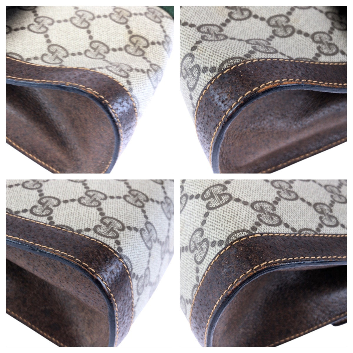 24232
GUCCI グッチ ヴィンテージ シェリーライン グレー ブラウン ゴールド金具 GGスプリームキャンバス / レザー クラッチバッグ セカンドバッグ レディース AB23