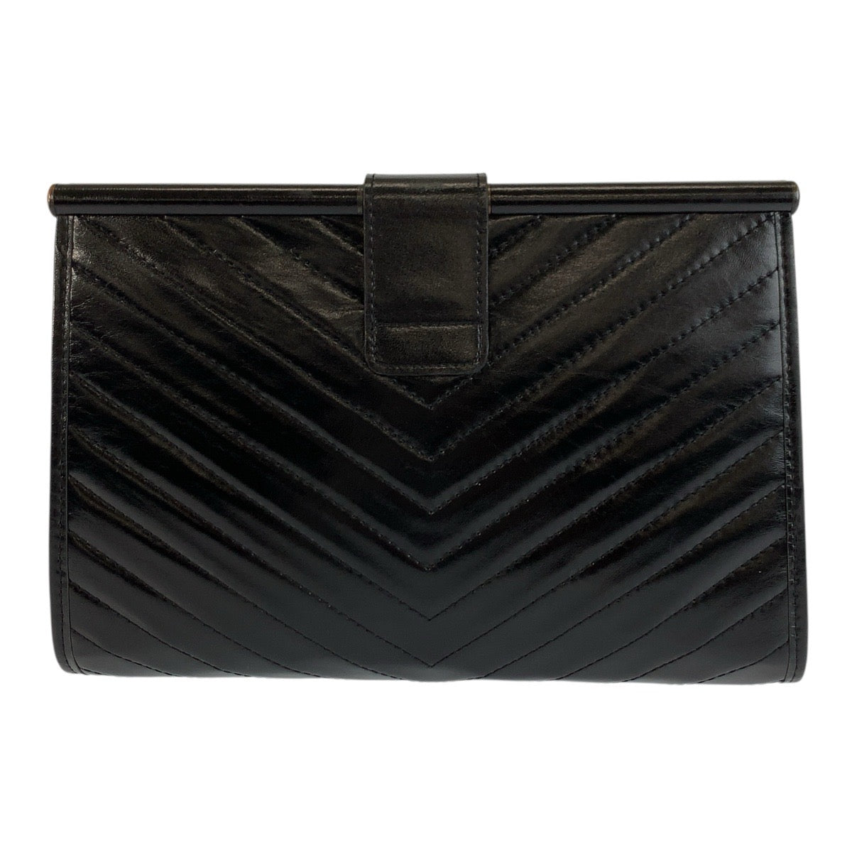 24235
YVES SAINT LAURENT イヴ サンローラン ヴィンテージ YSL ブラック 黒 レザー クラッチバッグ レディース ABP23