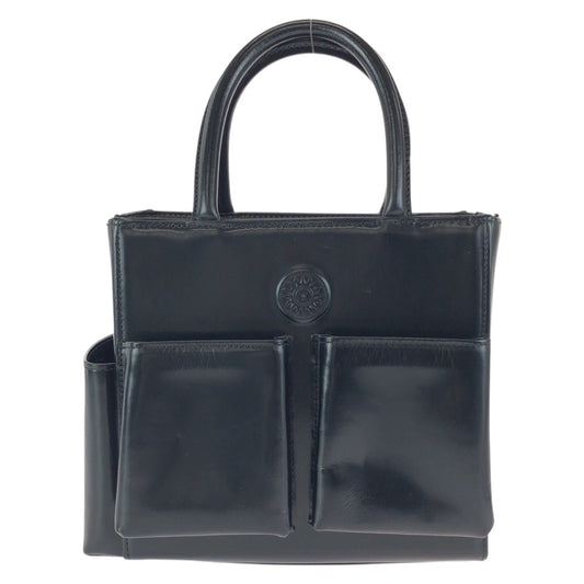 24236
VERSACE ヴェルサーチ ヴィンテージ サンバースト ブラック 黒 ゴールド金具 レザー ハンドバッグ トートバッグ レディース ABP42