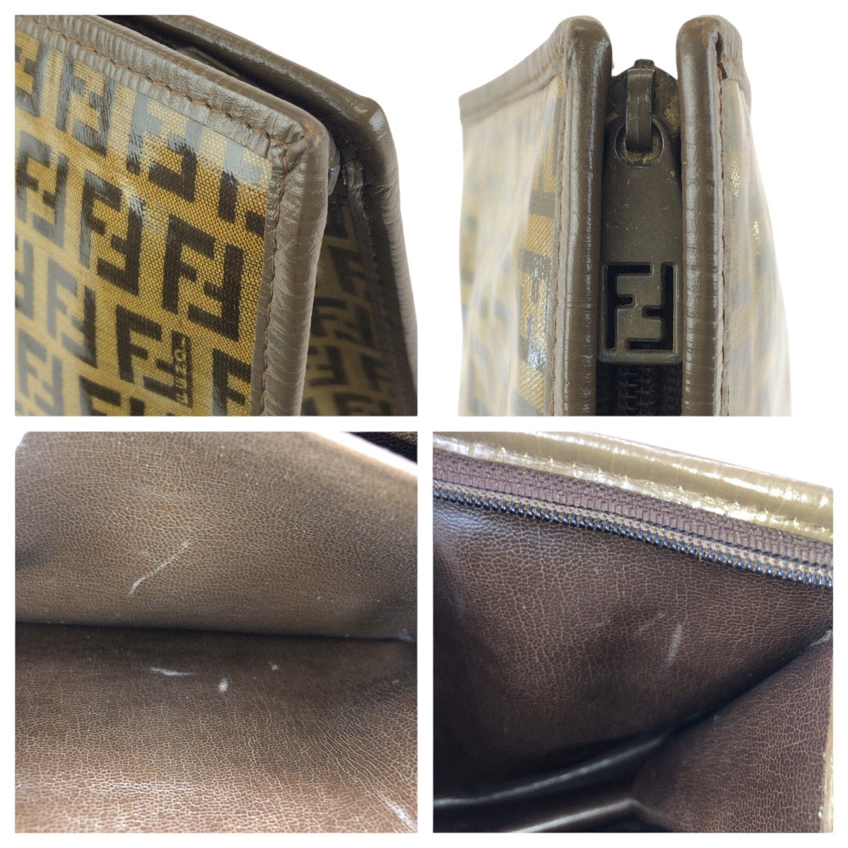 24237
FENDI フェンディ ズッキーノ ブラウン PVC / レザー クラッチバッグ セカンドバッグ 男女兼用 メンズ ABP23