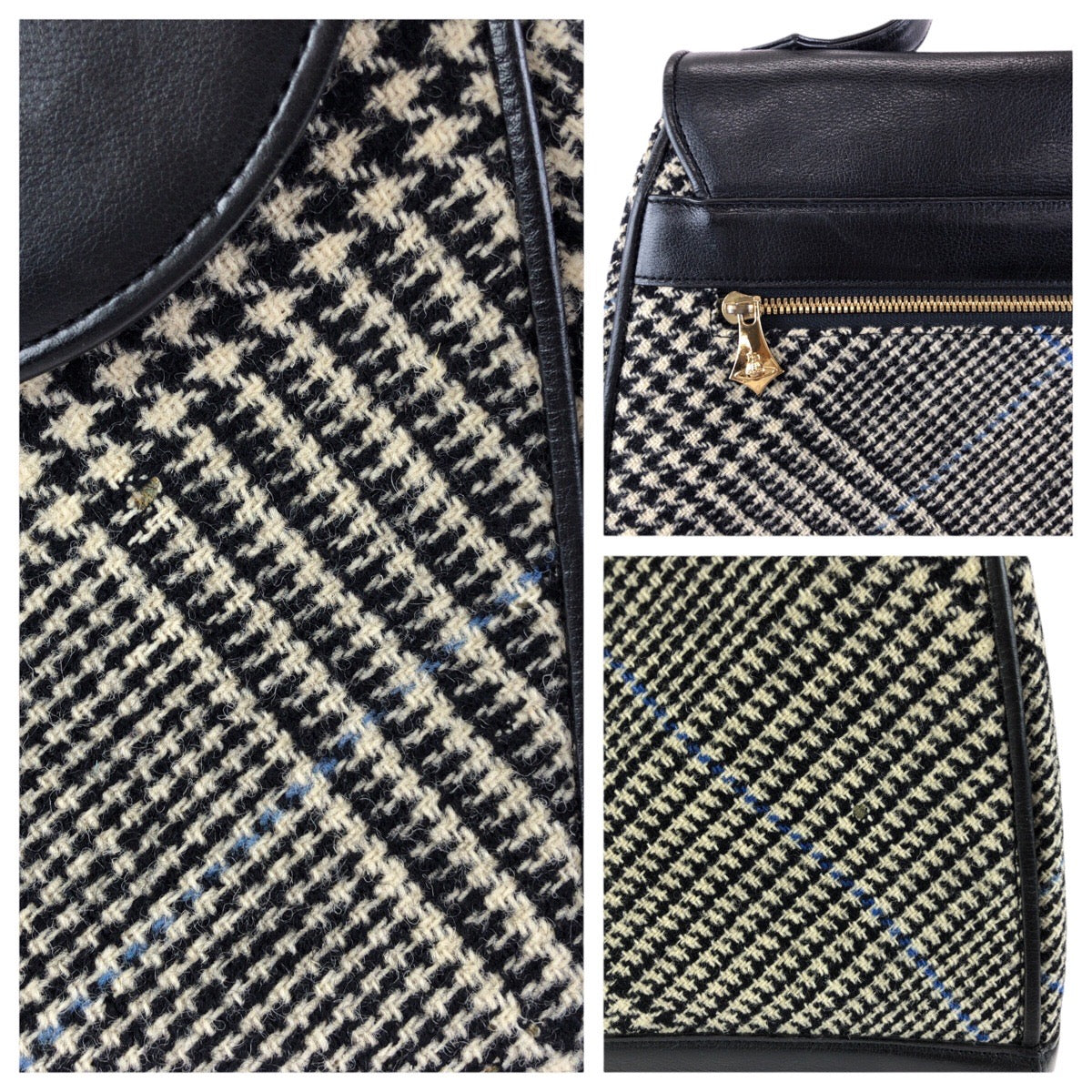 24240
Vivienne Westwood ヴィヴィアンウエストウッド ヴィンテージ ブラック 黒 ゴールド金具 ツイード / レザー ハンドバッグ レディース ABP21