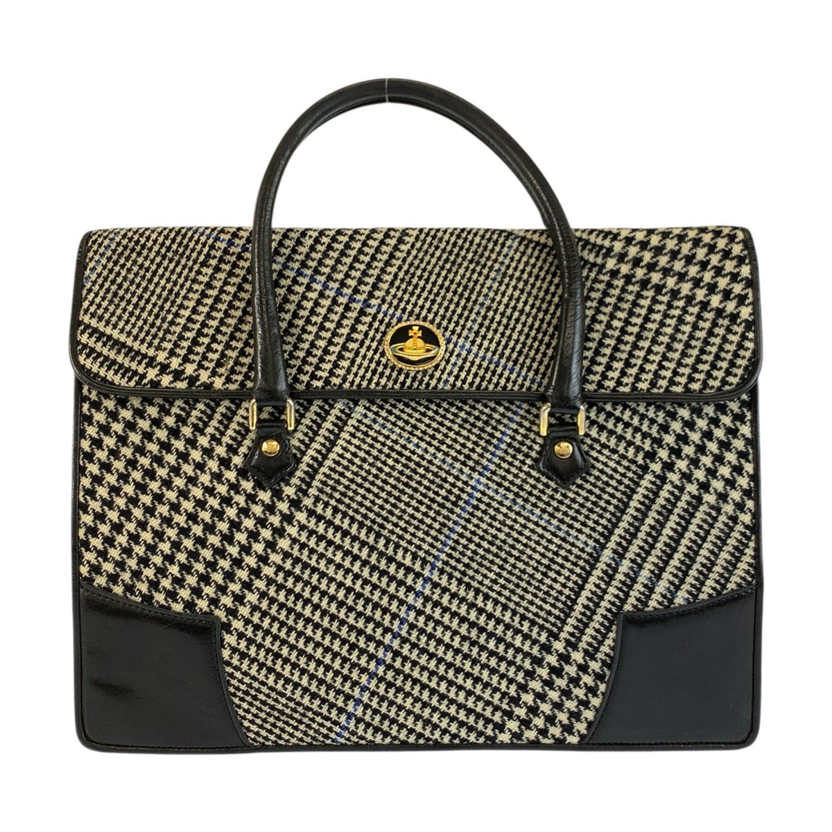 24241
Vivienne Westwood ヴィヴィアンウエストウッド チェック柄 ブラック 黒 グレー ツイード / レザー ビジネスバッグ ブリーフケース メンズ ABP21