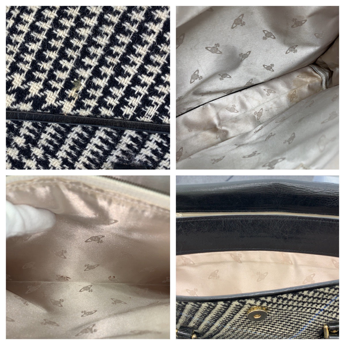 24241
Vivienne Westwood ヴィヴィアンウエストウッド チェック柄 ブラック 黒 グレー ツイード / レザー ビジネスバッグ ブリーフケース メンズ ABP21
