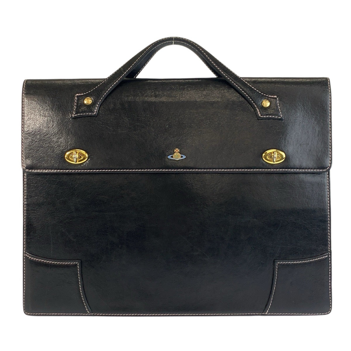 24244
Vivienne Westwood ヴィヴィアンウエストウッド ブラック 黒 ゴールド金具 レザー ビジネスバッグ ブリーフケース メンズ ABP21