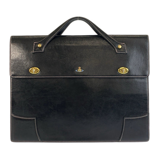24244
Vivienne Westwood ヴィヴィアンウエストウッド ブラック 黒 ゴールド金具 レザー ビジネスバッグ ブリーフケース メンズ ABP21