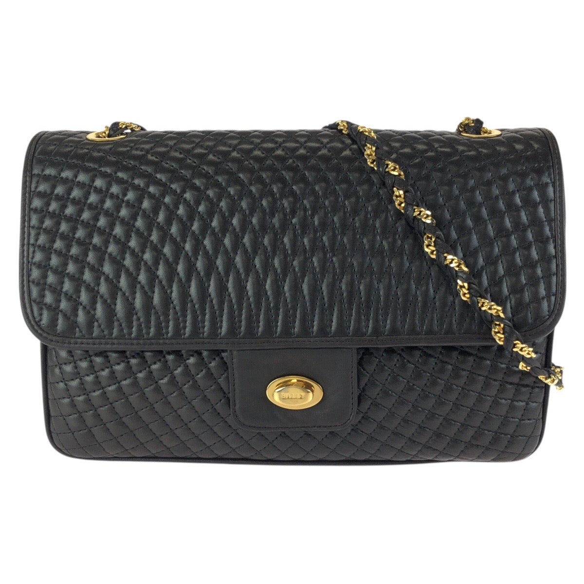 24247
BALLY バリー ヴィンテージ キルティング ブラック 黒 ゴールド金具 レザー チェーンショルダーバッグ レディース ABP21
