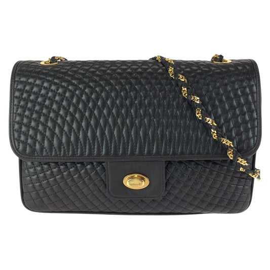 24247
BALLY バリー ヴィンテージ キルティング ブラック 黒 ゴールド金具 レザー チェーンショルダーバッグ レディース ABP21