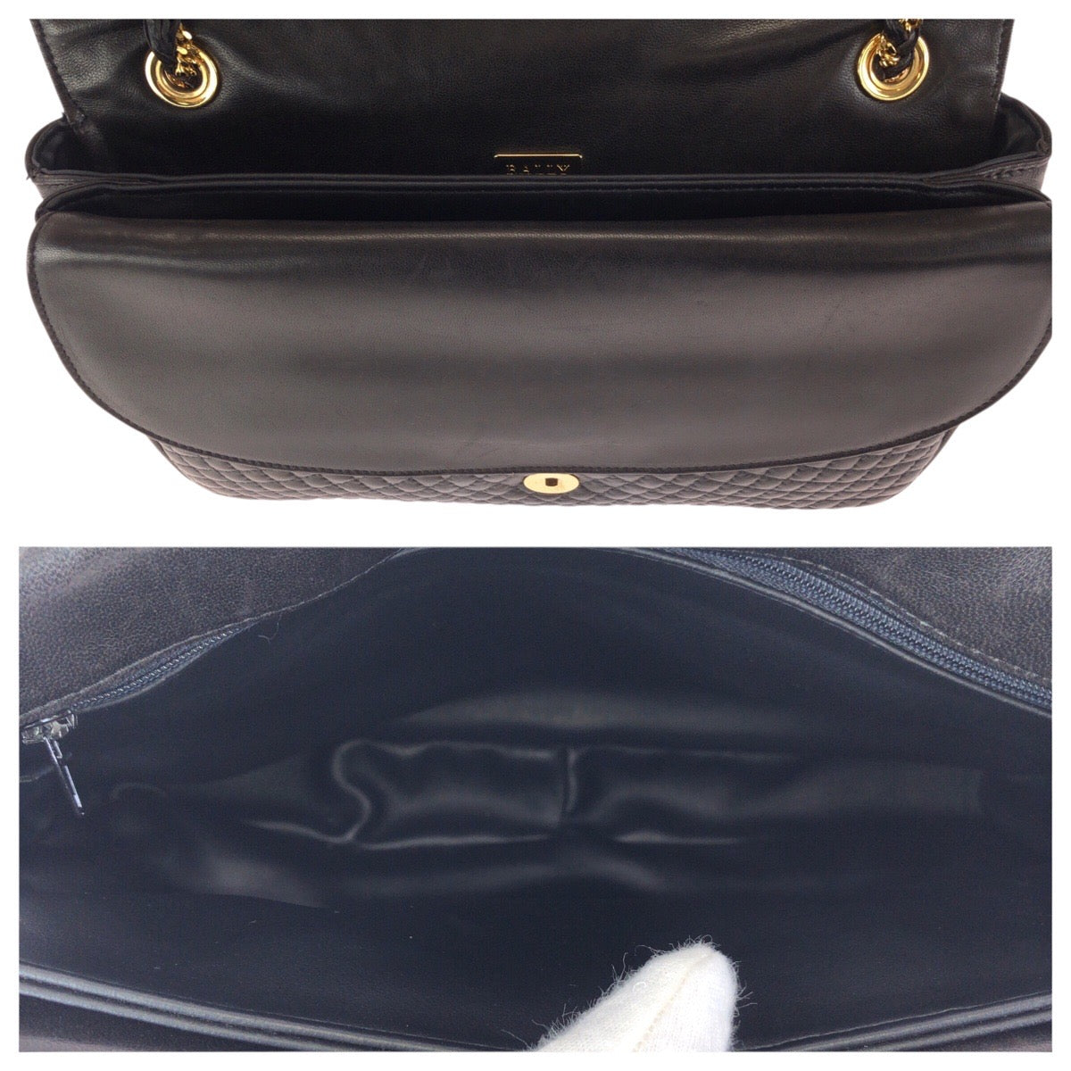 24247
BALLY バリー ヴィンテージ キルティング ブラック 黒 ゴールド金具 レザー チェーンショルダーバッグ レディース ABP21
