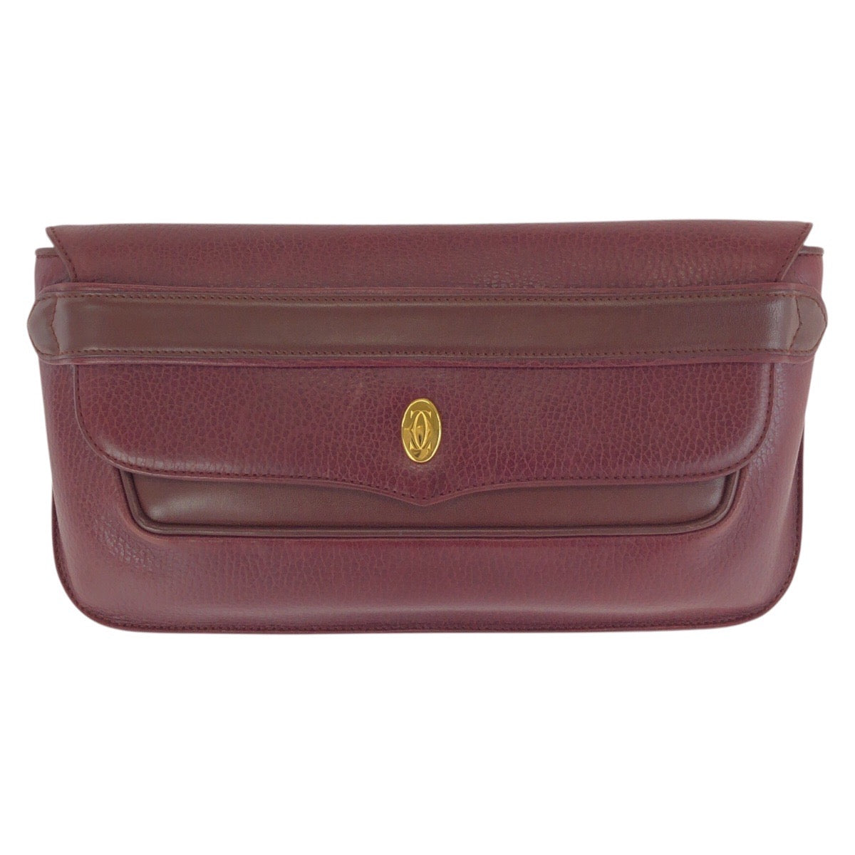24249
CARTIER カルティエ ヴィンテージ マストライン ワインレッド ボルドー ゴールド金具 レザー クラッチバッグ セカンドバッグ レディース ABP21