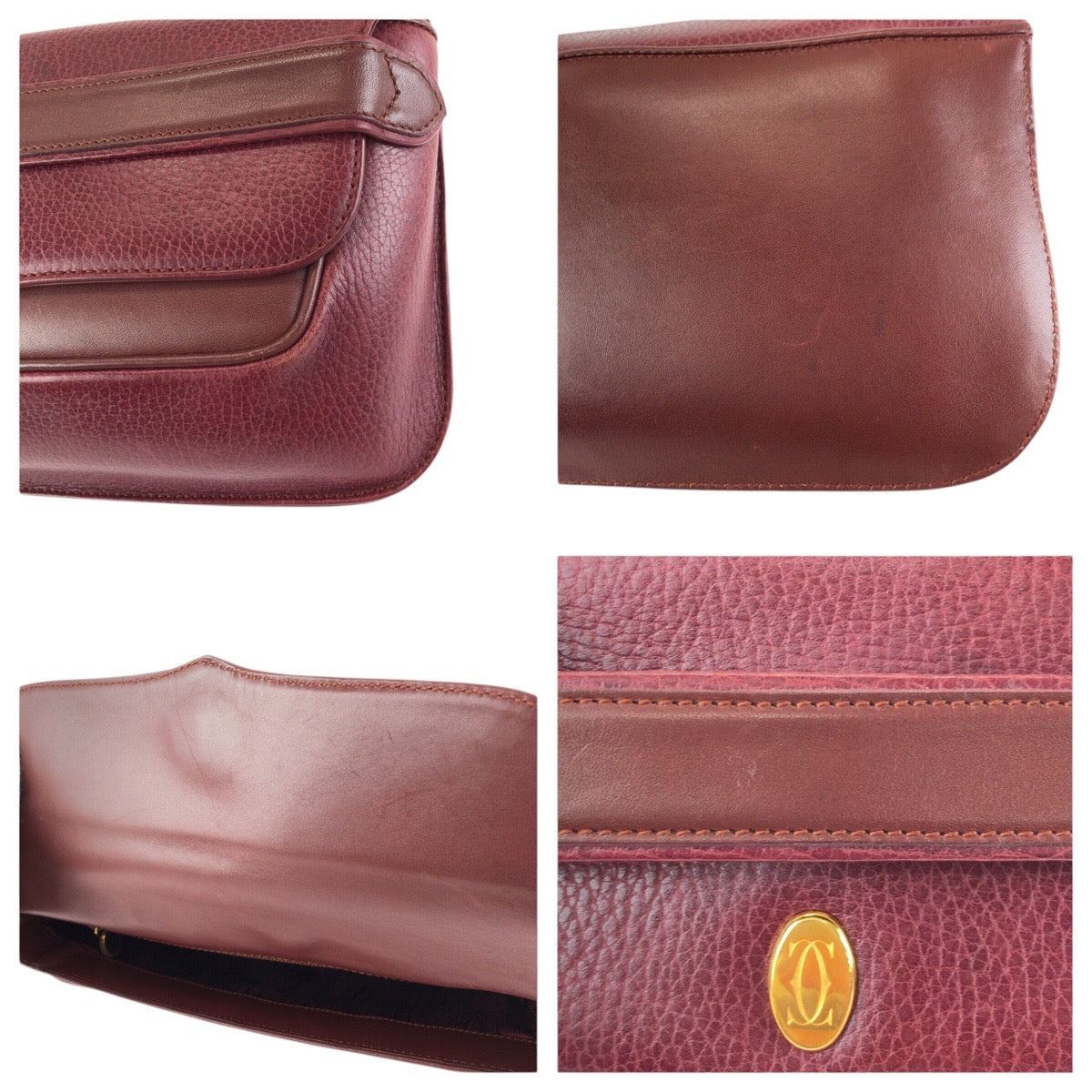 24249
CARTIER カルティエ ヴィンテージ マストライン ワインレッド ボルドー ゴールド金具 レザー クラッチバッグ セカンドバッグ レディース ABP21