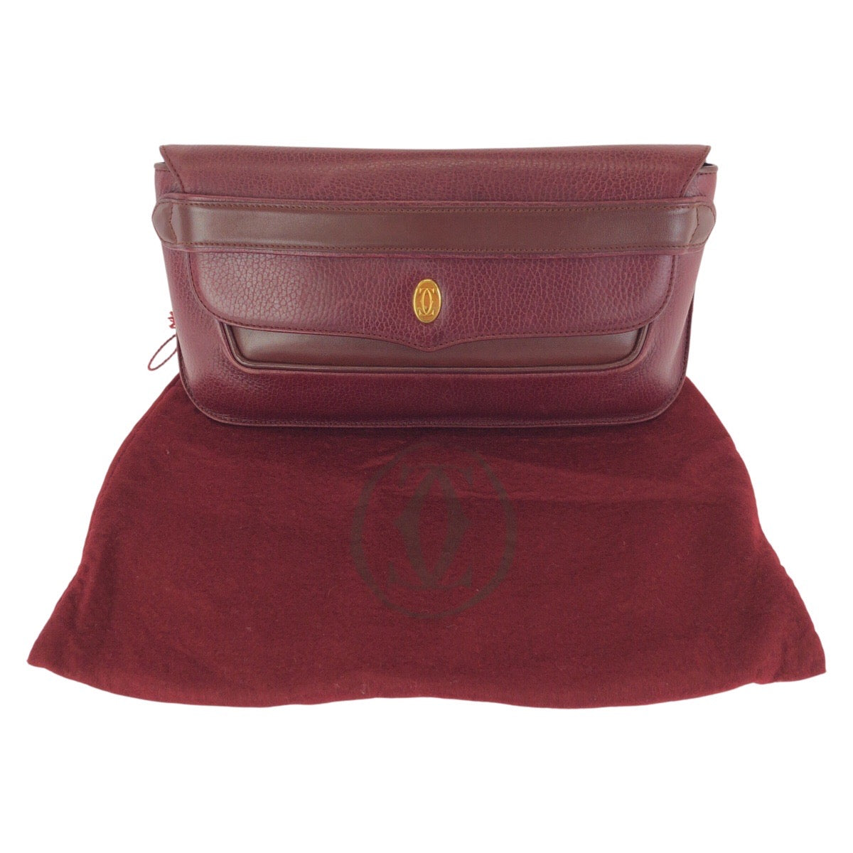 24249
CARTIER カルティエ ヴィンテージ マストライン ワインレッド ボルドー ゴールド金具 レザー クラッチバッグ セカンドバッグ レディース ABP21