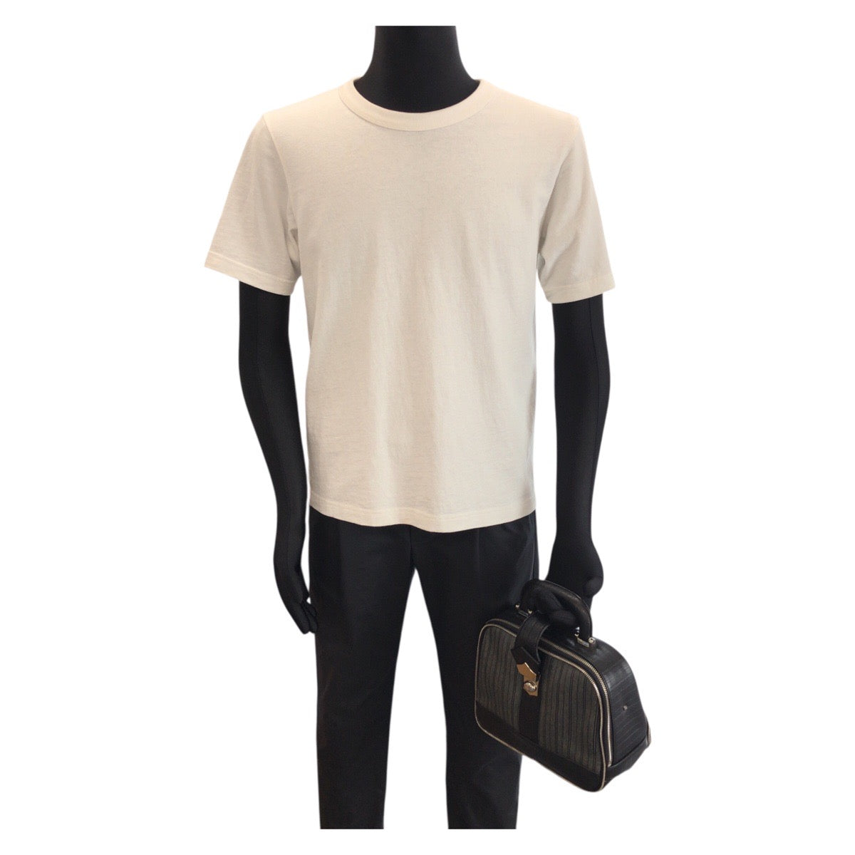 24250
Vivienne Westwood ヴィヴィアンウエストウッド ストライプ ブラック グレー シルバー金具 PVC / レザー ハンドバッグ バニティバッグ メンズ ABP21