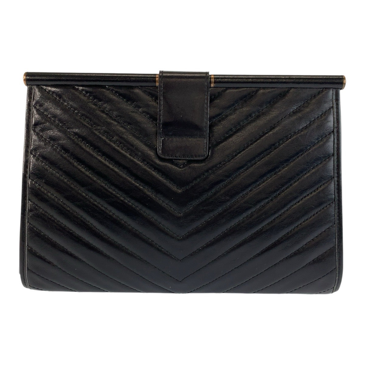 24251
YVES SAINT LAURENT イヴ サンローラン ヴィンテージ YSL ブラック 黒 レザー クラッチバッグ レディース ABP23
