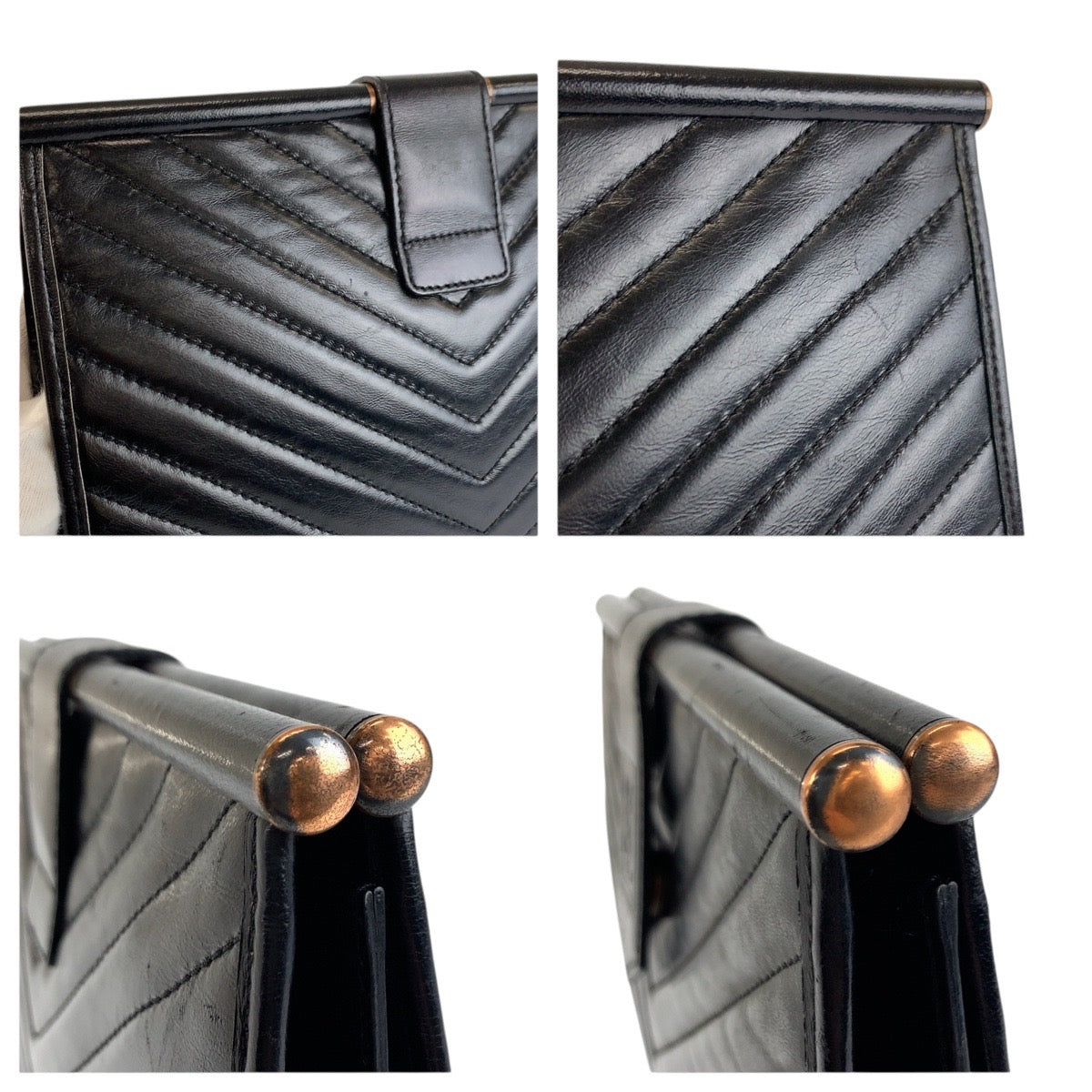 24251
YVES SAINT LAURENT イヴ サンローラン ヴィンテージ YSL ブラック 黒 レザー クラッチバッグ レディース ABP23