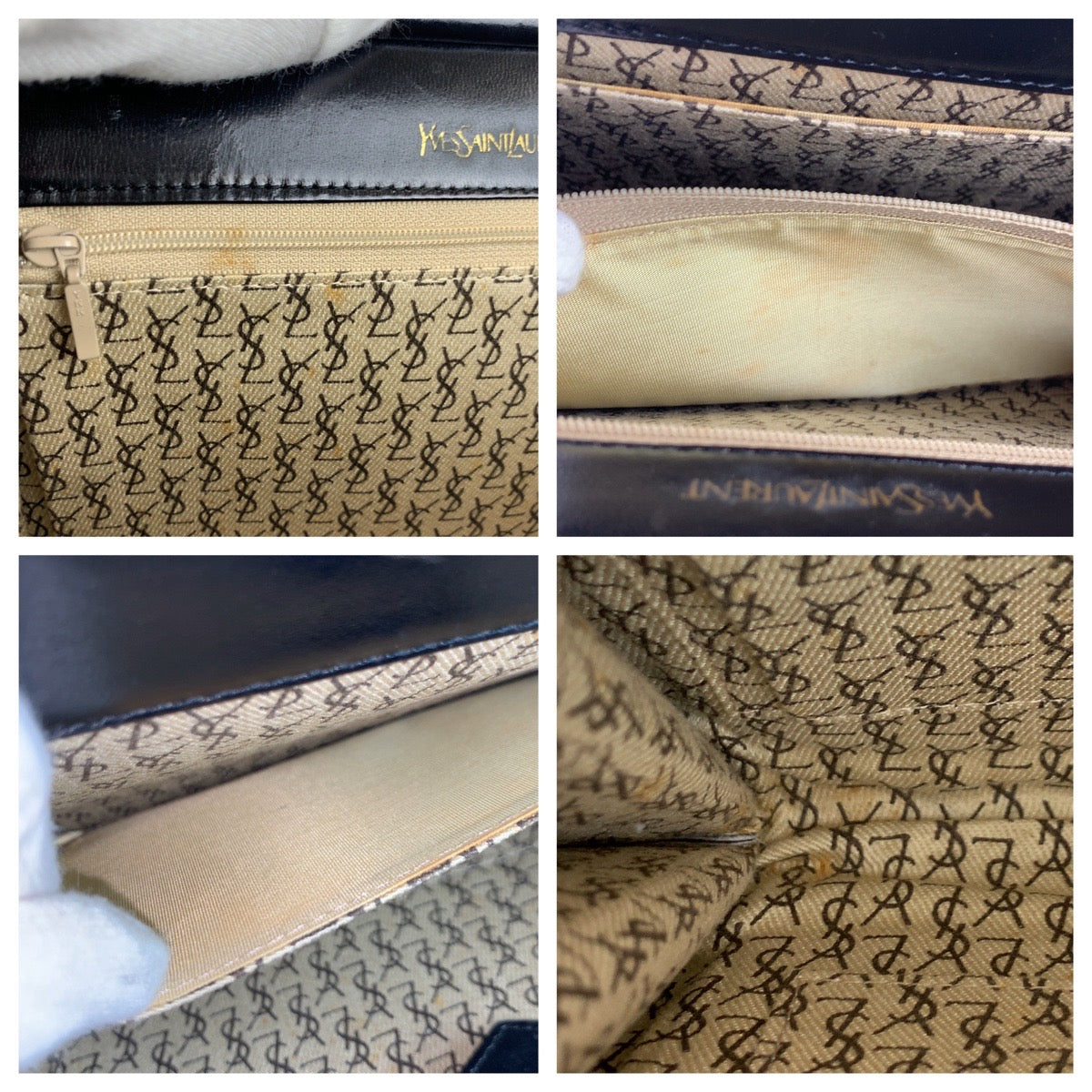 24251
YVES SAINT LAURENT イヴ サンローラン ヴィンテージ YSL ブラック 黒 レザー クラッチバッグ レディース ABP23