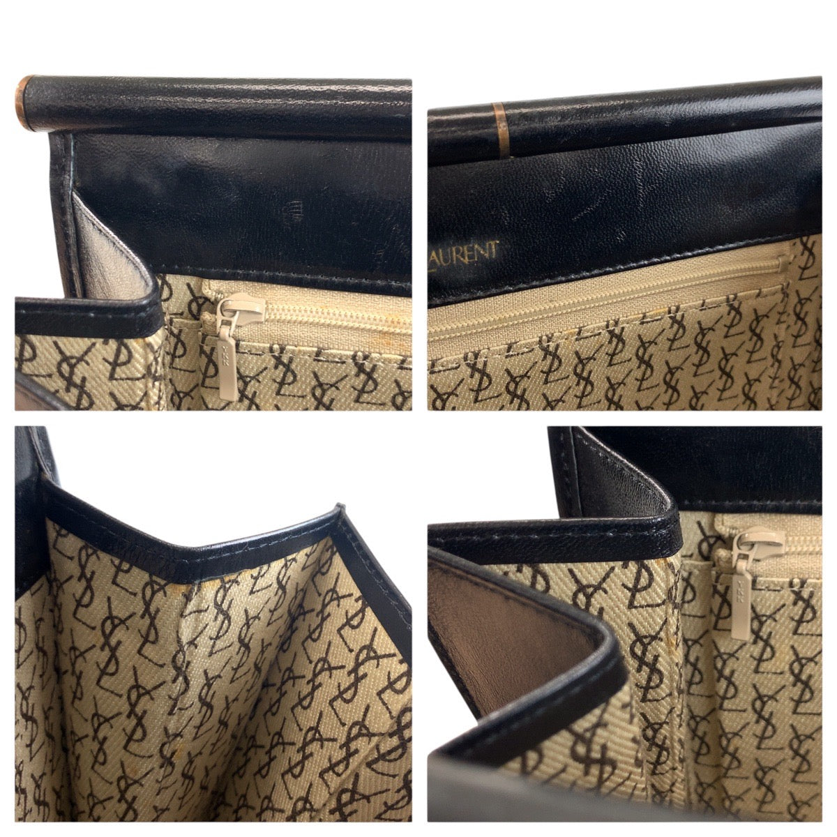 24251
YVES SAINT LAURENT イヴ サンローラン ヴィンテージ YSL ブラック 黒 レザー クラッチバッグ レディース ABP23