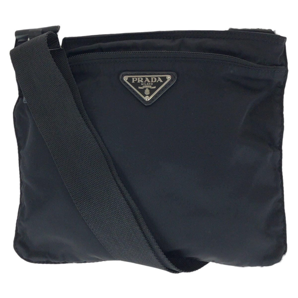 24252
PRADA プラダ テスート 三角ロゴプレート ブラック 黒 シルバー金具 ナイロン ショルダーバッグ レディース ABP42