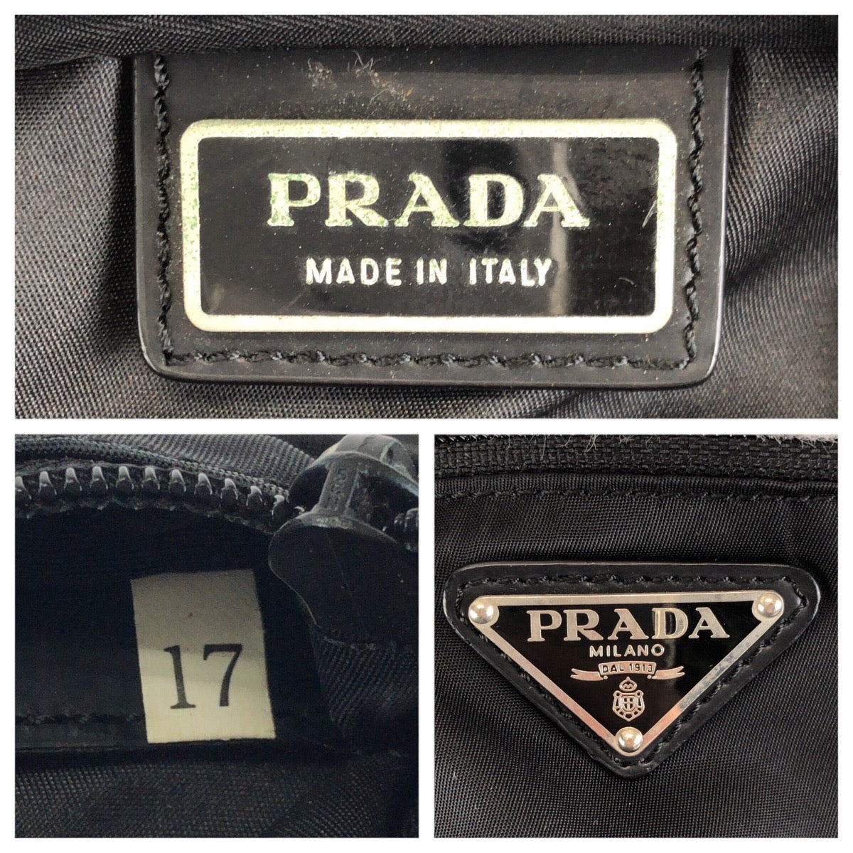 24252
PRADA プラダ テスート 三角ロゴプレート ブラック 黒 シルバー金具 ナイロン ショルダーバッグ レディース ABP42