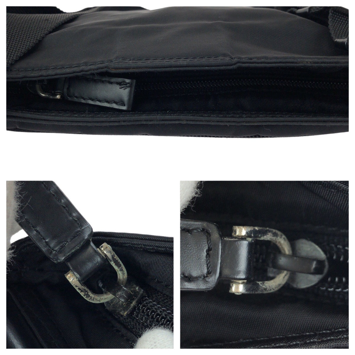 24252
PRADA プラダ テスート 三角ロゴプレート ブラック 黒 シルバー金具 ナイロン ショルダーバッグ レディース ABP42