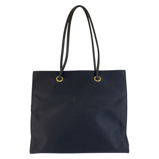 24254
YVES SAINT LAURENT イヴ サンローラン YSL ネイビー ゴールド金具 ナイロン トートバッグ ショルダーバッグ レディース A35