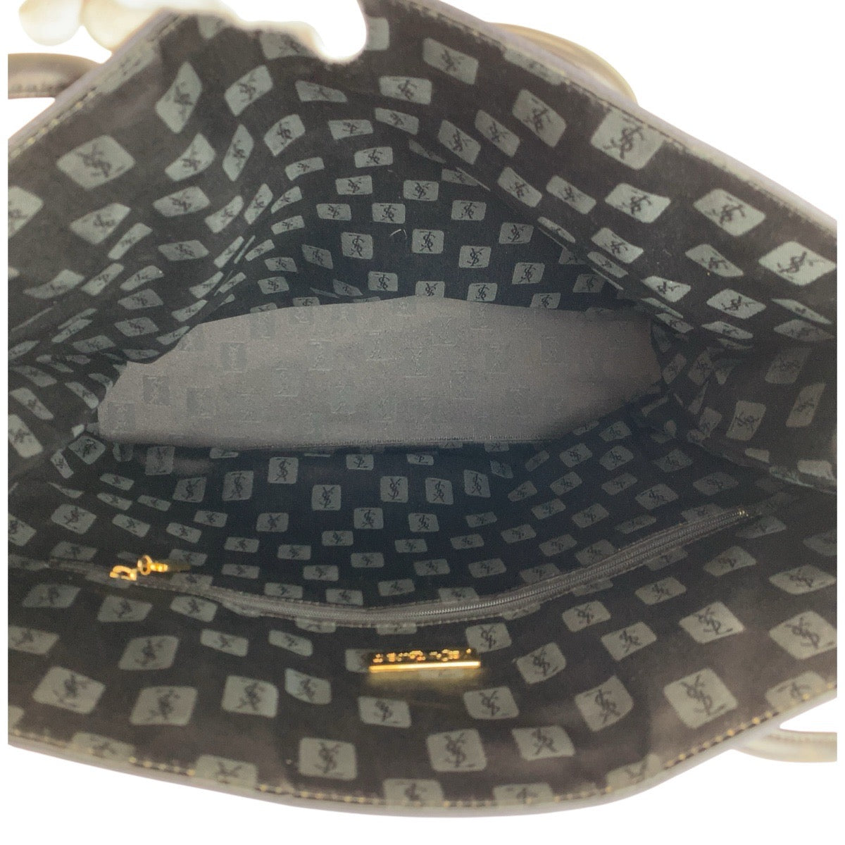 24254
YVES SAINT LAURENT イヴ サンローラン YSL ネイビー ゴールド金具 ナイロン トートバッグ ショルダーバッグ レディース A35