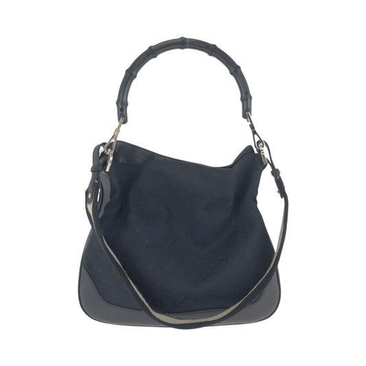 24255
GUCCI グッチ バンブー ブラック 黒 シルバー金具 GGキャンバス / レザー 001 4095 ハンドバッグ ショルダーバッグ レディース ABP42