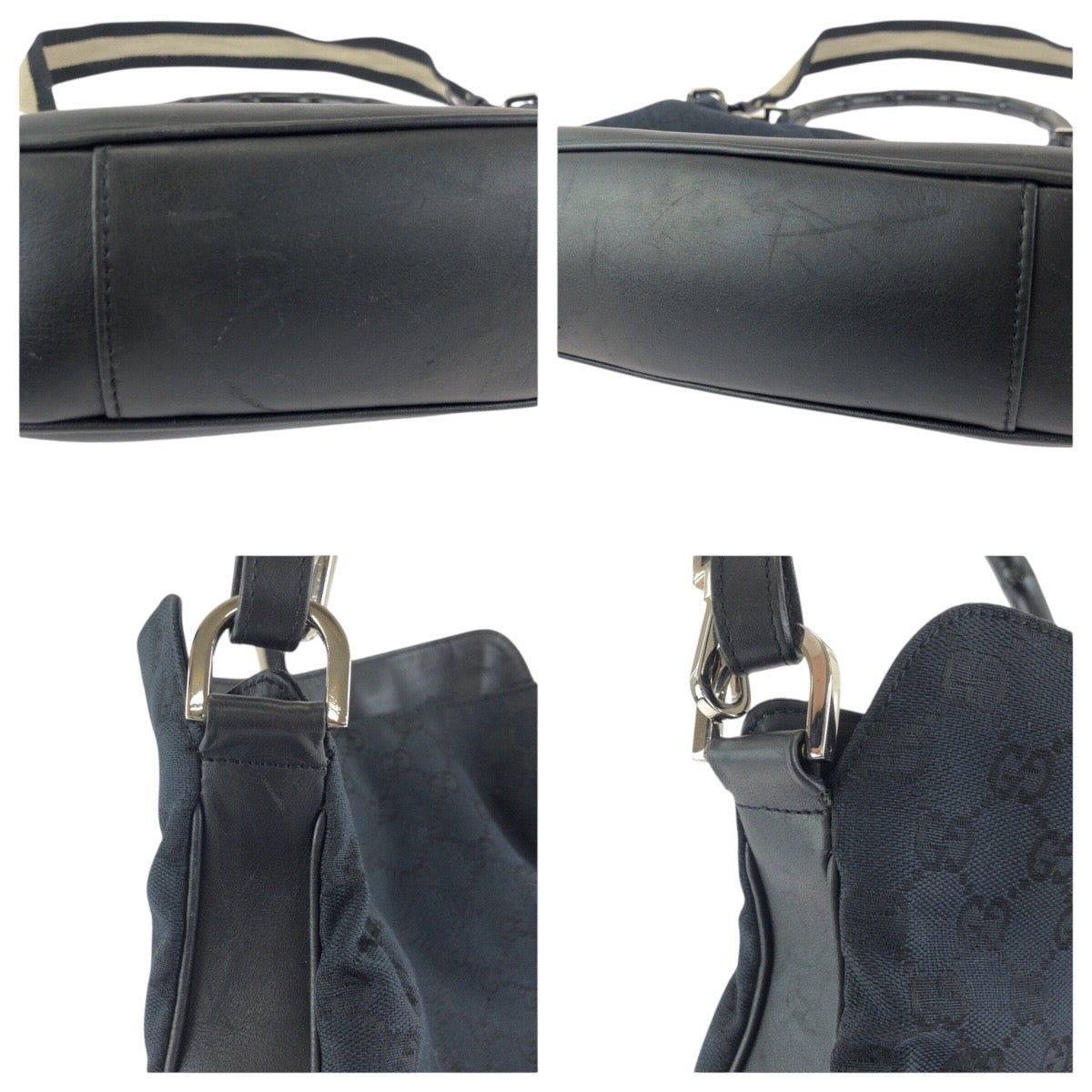 24255
GUCCI グッチ バンブー ブラック 黒 シルバー金具 GGキャンバス / レザー 001 4095 ハンドバッグ ショルダーバッグ レディース ABP42