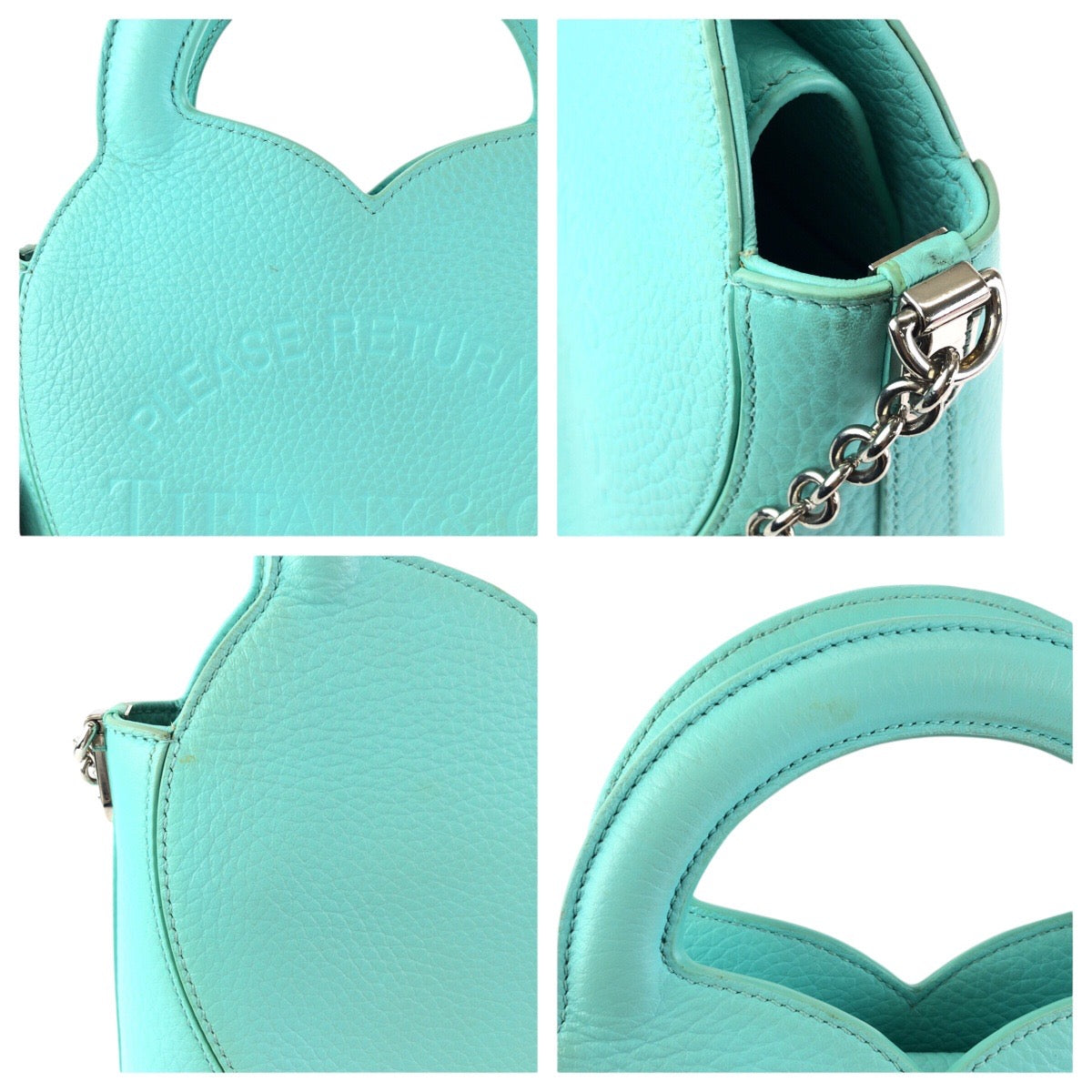 24256
TIFFANY&Co. Tiffany Return to Tiffany Heart 2-way Light Blue Silver Hardware Leather Shoulder Bag Handbag Ladies ABP42