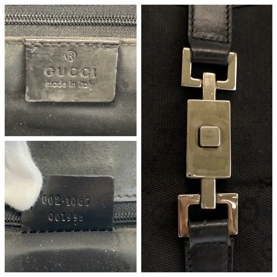24257
GUCCI グッチ ジャッキー ブラック 黒 シルバー金具 GGキャンバス / レザー 002 1067 ハンドバッグ レディース AB35