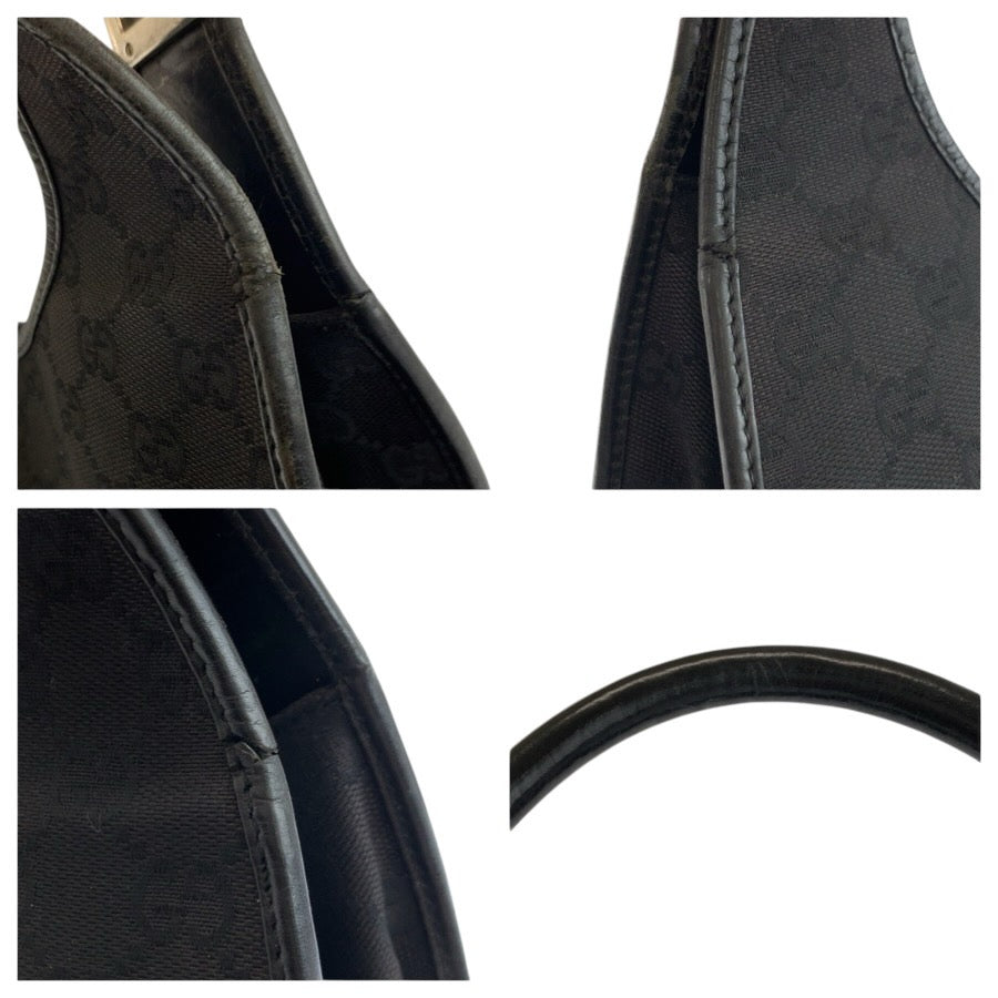24257
GUCCI グッチ ジャッキー ブラック 黒 シルバー金具 GGキャンバス / レザー 002 1067 ハンドバッグ レディース AB35