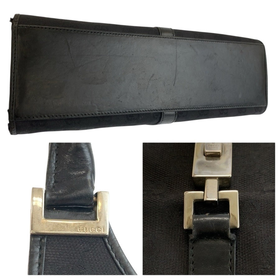 24257
GUCCI グッチ ジャッキー ブラック 黒 シルバー金具 GGキャンバス / レザー 002 1067 ハンドバッグ レディース AB35