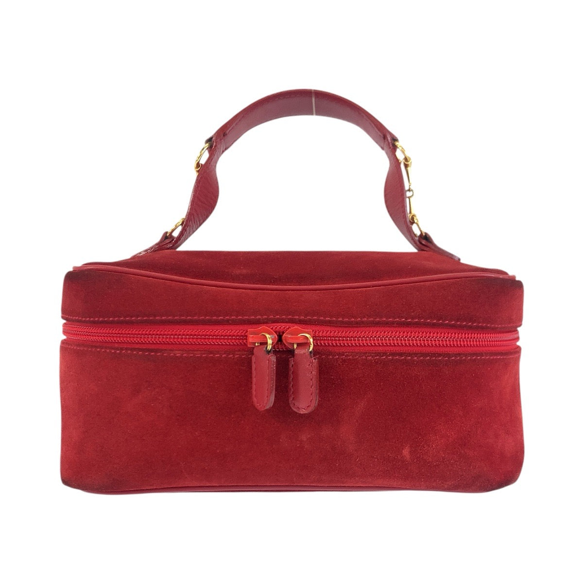 24258
GUCCI グッチ ホースビット レッド ゴールド金具 スウェード 032 1705 0140 ハンドバッグ バニティバッグ レディース AB28
