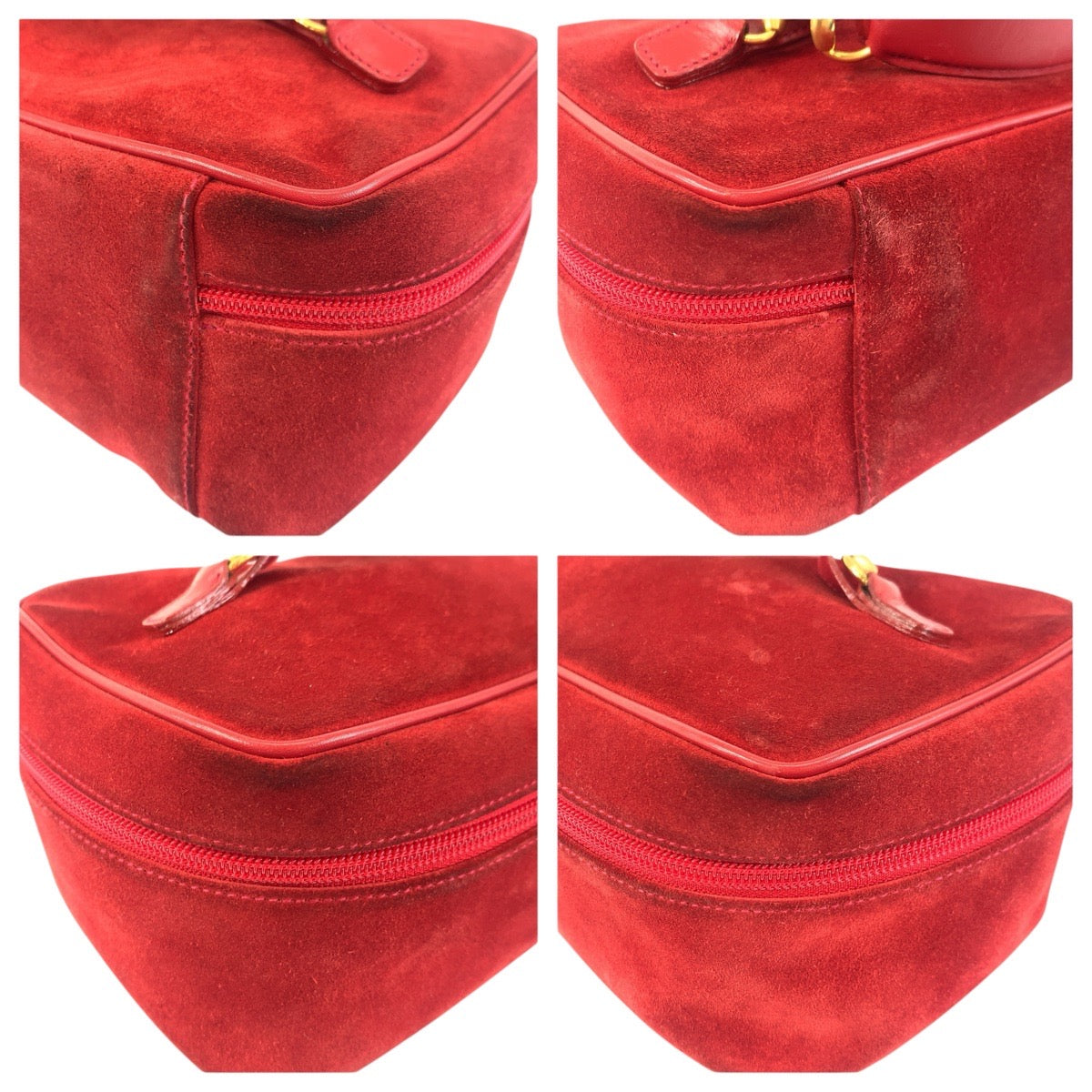 24258
GUCCI グッチ ホースビット レッド ゴールド金具 スウェード 032 1705 0140 ハンドバッグ バニティバッグ レディース AB28