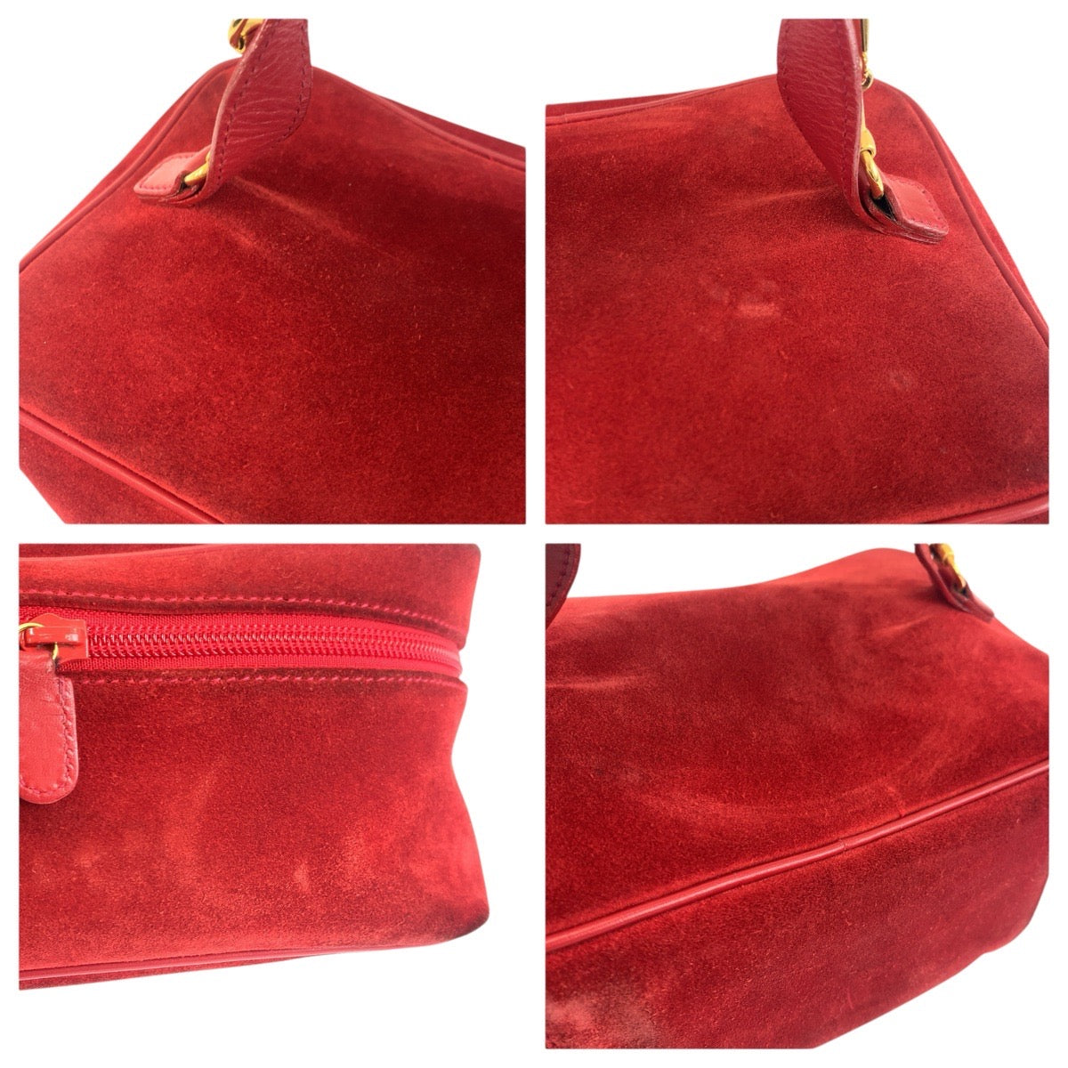 24258
GUCCI グッチ ホースビット レッド ゴールド金具 スウェード 032 1705 0140 ハンドバッグ バニティバッグ レディース AB28