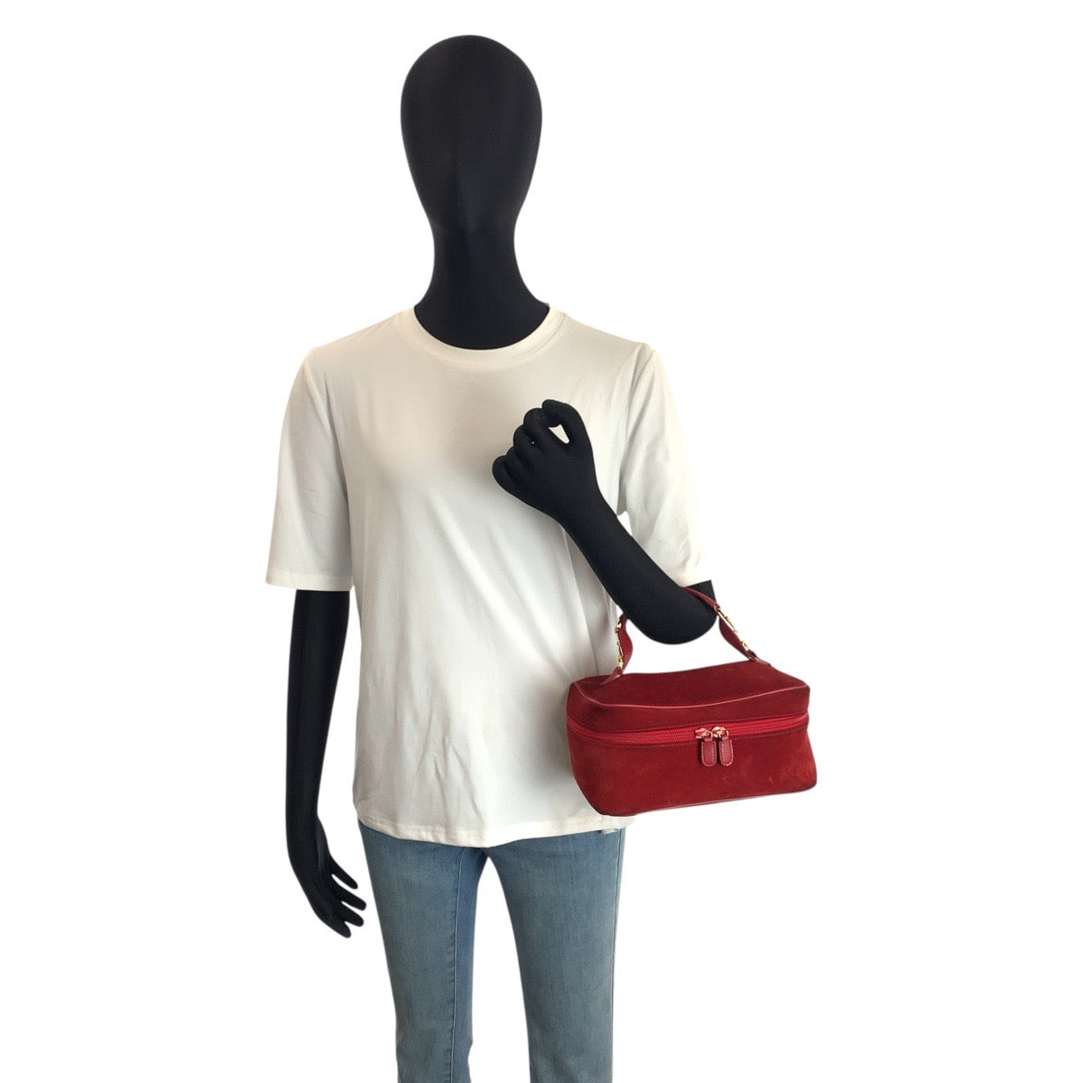 24258
GUCCI グッチ ホースビット レッド ゴールド金具 スウェード 032 1705 0140 ハンドバッグ バニティバッグ レディース AB28