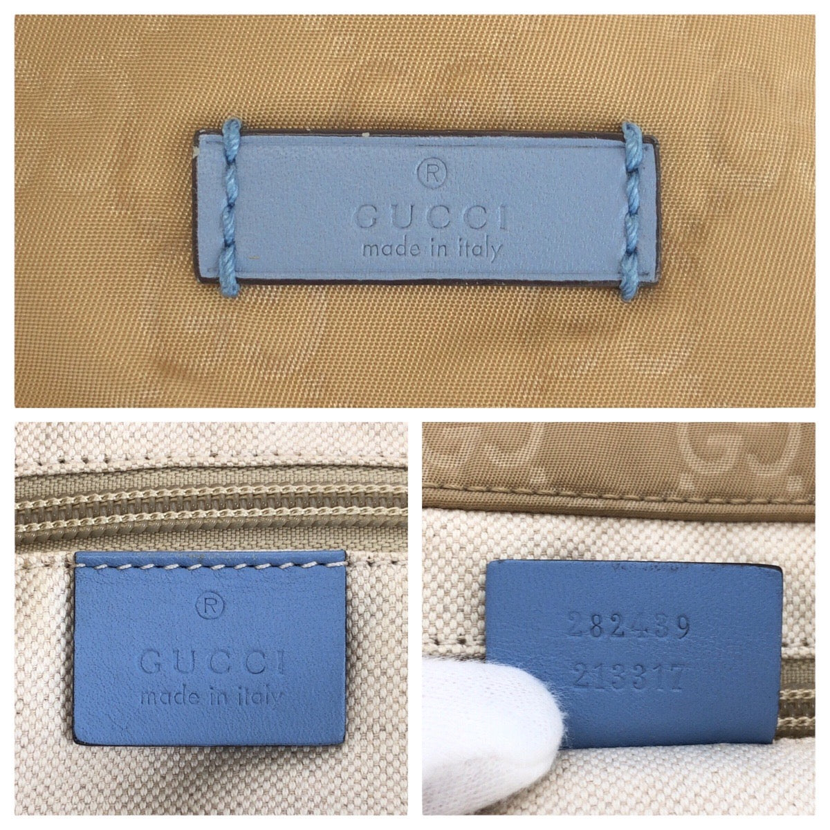 24259
GUCCI グッチ ベージュ ブルー ナイロン / レザー 282439 ショルダーバッグ トートバッグ レディース ABP35