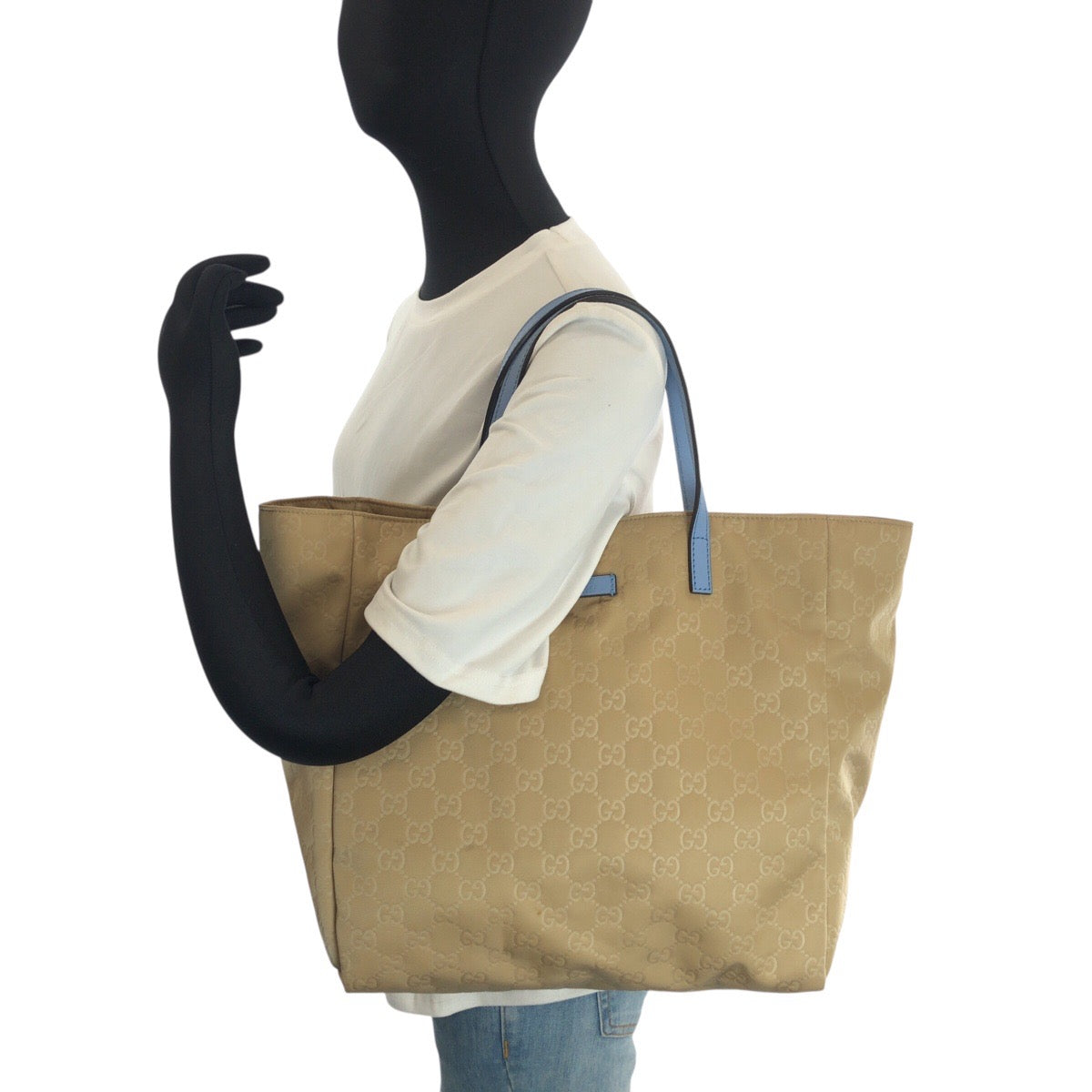 24259
GUCCI グッチ ベージュ ブルー ナイロン / レザー 282439 ショルダーバッグ トートバッグ レディース ABP35
