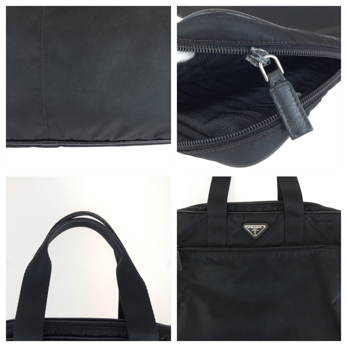 24260
PRADA プラダ テスート 三角ロゴプレート ブラック 黒 シルバー金具 ナイロン ビジネスバッグ ブリーフケース メンズ BC35