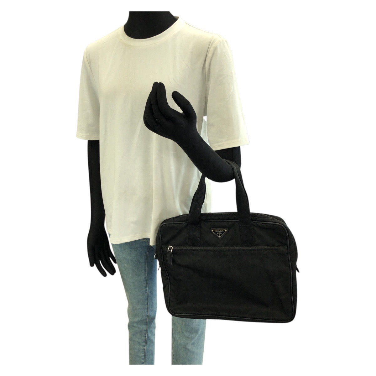 24260
PRADA プラダ テスート 三角ロゴプレート ブラック 黒 シルバー金具 ナイロン ビジネスバッグ ブリーフケース メンズ BC35