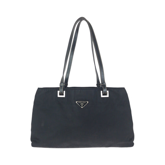 24261
PRADA プラダ テスート 三角ロゴプレート ブラック 黒 シルバー金具 ナイロン / レザー ショルダーバッグ ハンドバッグ レディース AB35